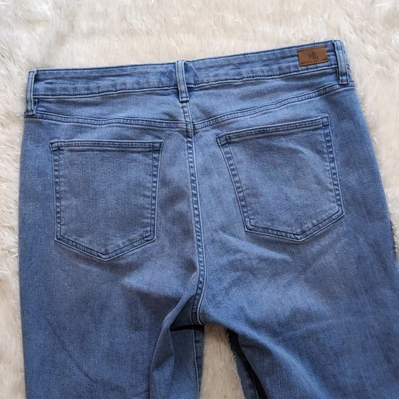 Lauren Ralph Lauren Blue Embroidered Straight Crop Jeans Size 12 - Picture 7 of 13